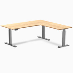 Desky Bamboo L-Shape Sit Stand Desk 1800mm with space grey frame