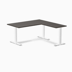 zero laminate L-shape 1500mm in burnished with white legs 