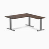 Desky Zero Rubberwood L-Shape Office Desk - dark walnut 1500mm space grey frame