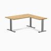 Desky Zero Rubberwood L-Shape Office Desk -  light oak 1500mm space grey frame