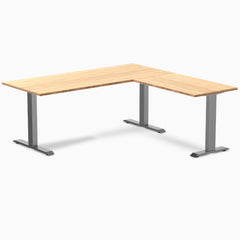 Desky Zero Bamboo L-Shape Office Desk - 1800mm space grey frame