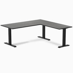 Zero fixed dark bamboo L-shape 1800mm in black legs 
