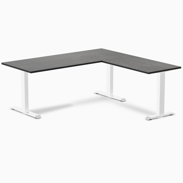 Zero fixed dark bamboo L-shape 1800mm in white legs 