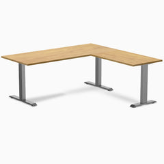 Desky Zero Rubberwood L-Shape Office Desk -  light oak 1800mm space grey frame