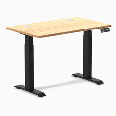 Desky Dual Mini Bamboo Sit Stand Desk, Bamboo desktop, Matte Black frame