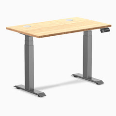 Desky Dual Mini Bamboo Sit Stand Desk, Bamboo desktop, Space Gray frame