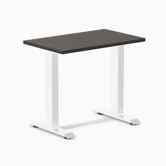 Desky Zero Mini Office Desk, Burnished Wood desktop, White frame