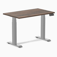 1000mm desky dual mini desk in jarrah top and grey legs