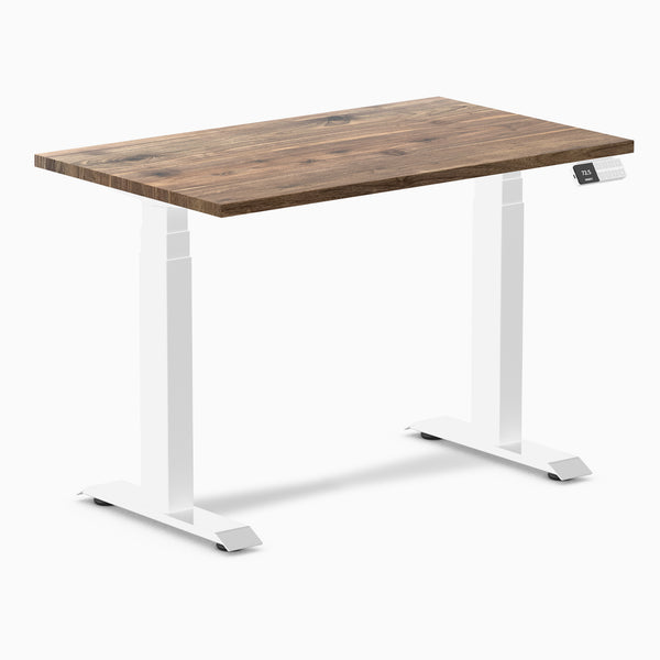 Desky dual mini hardwood natural walnut 1000mm in white