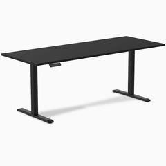 Desky Single Sit Stand Gaming Desk, Black desktop, Black frame
