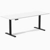 Desky Single Sit Stand Desk, White desktop, Black frame
